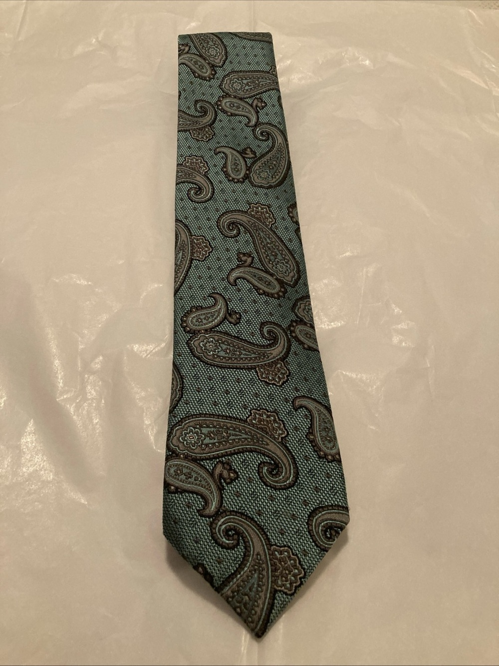 Brioni Sill Teal Paisley Men's Hand made in Italy Tie - current